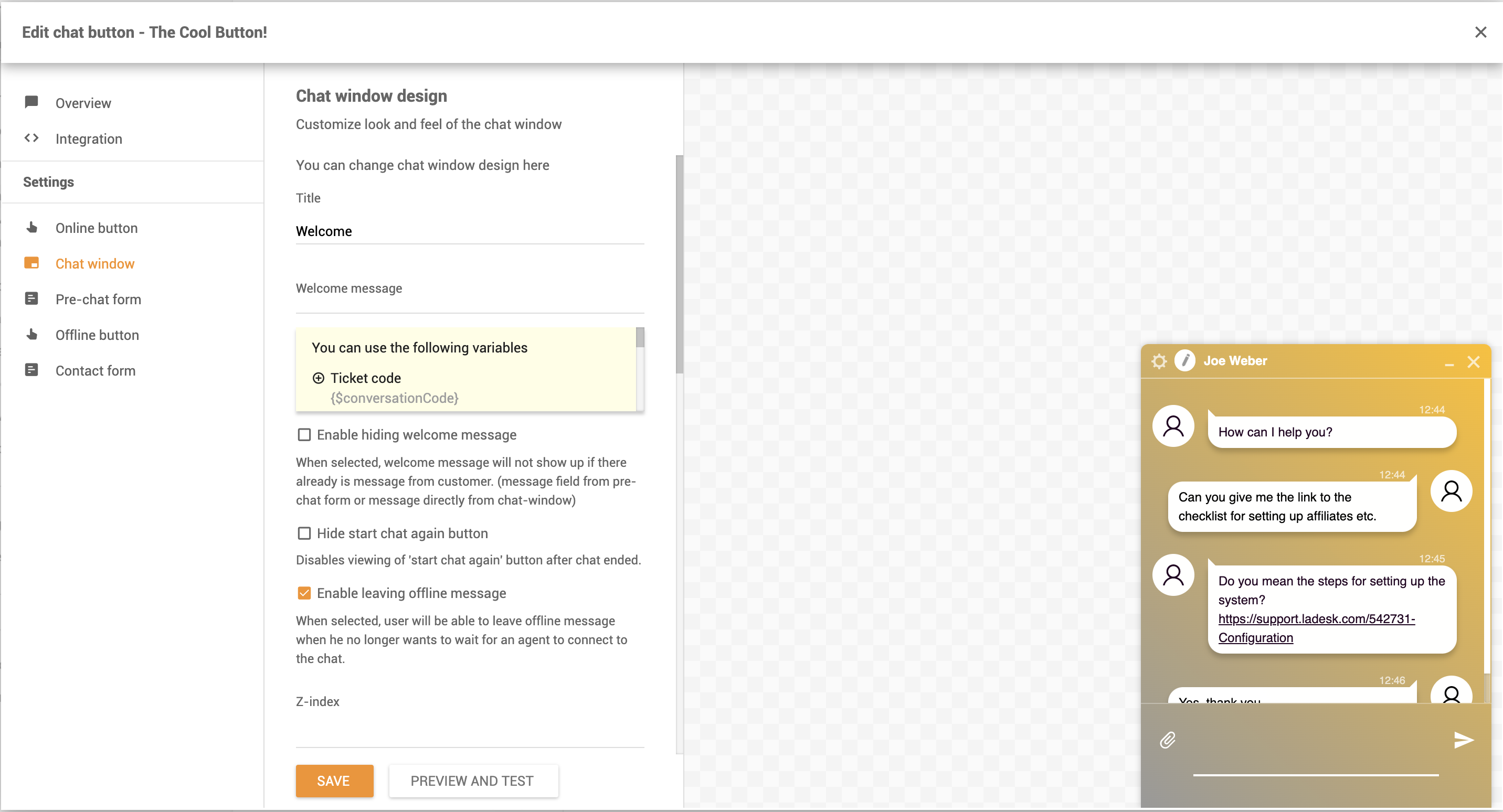 personalizar ventana de chat - LiveAgent