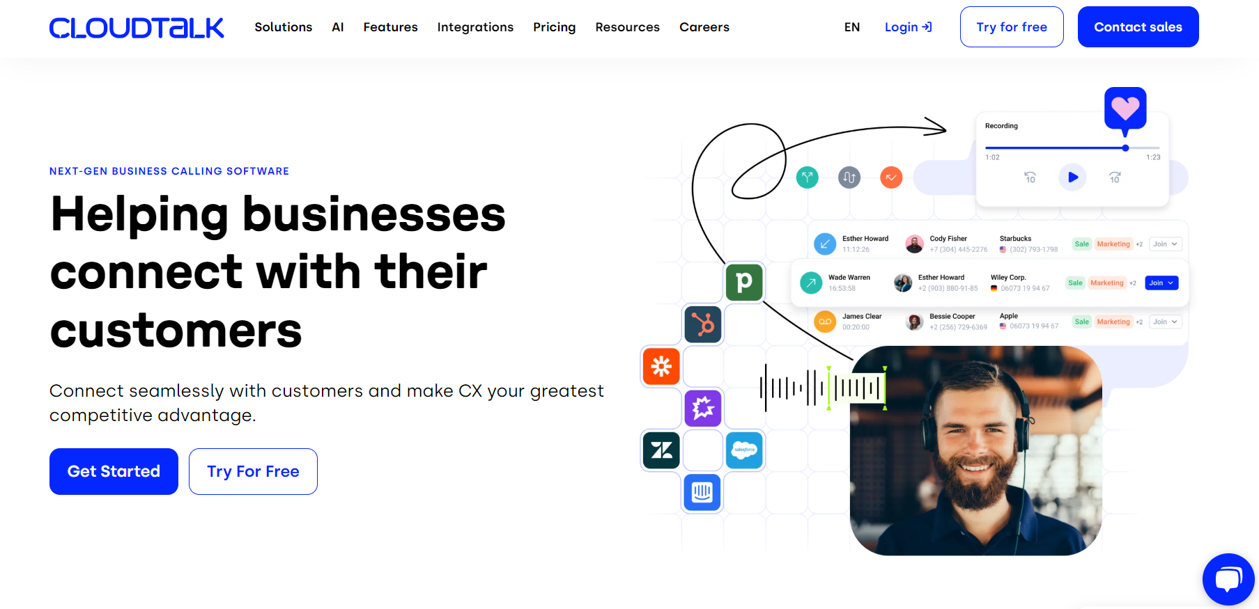 CloudTalk homepage - telephony software