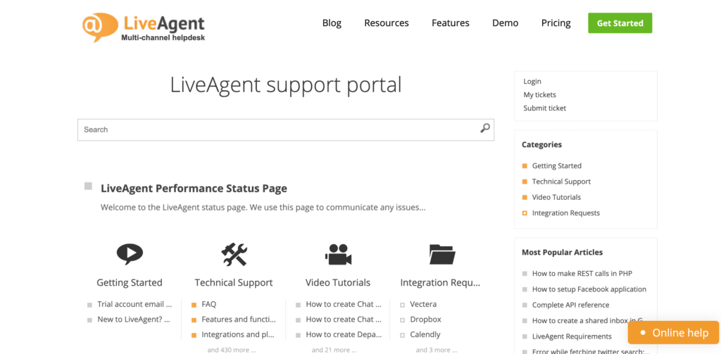 Portal de soporte de LiveAgent