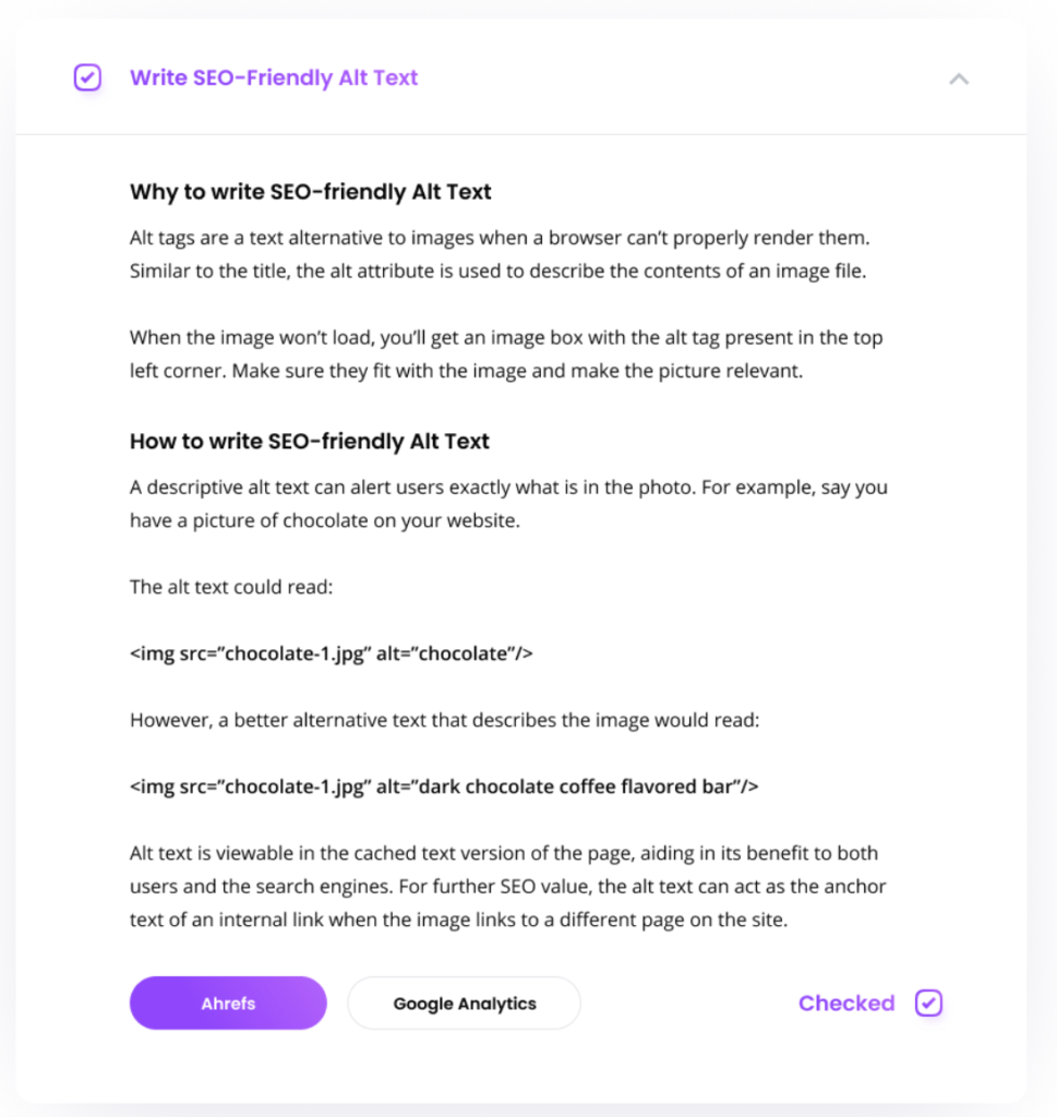Checklist plugin example