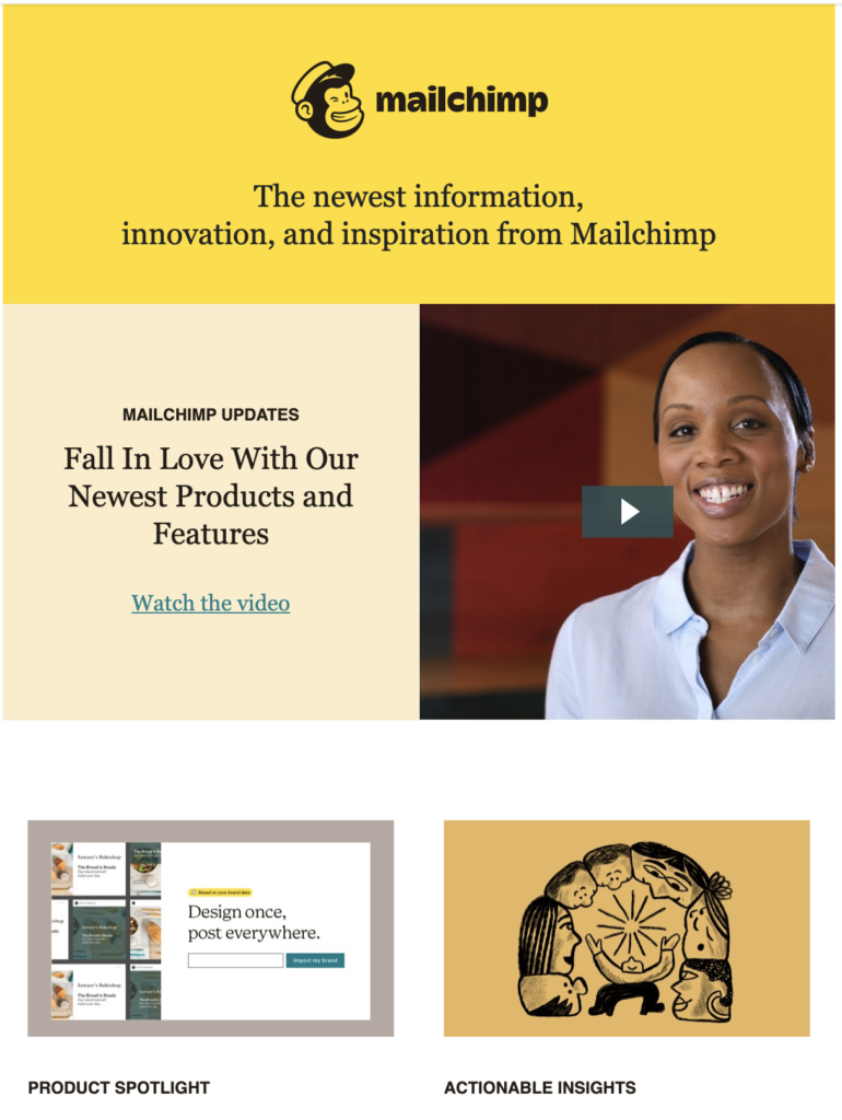 plantilla de nuevo post de blog de Mailchimp